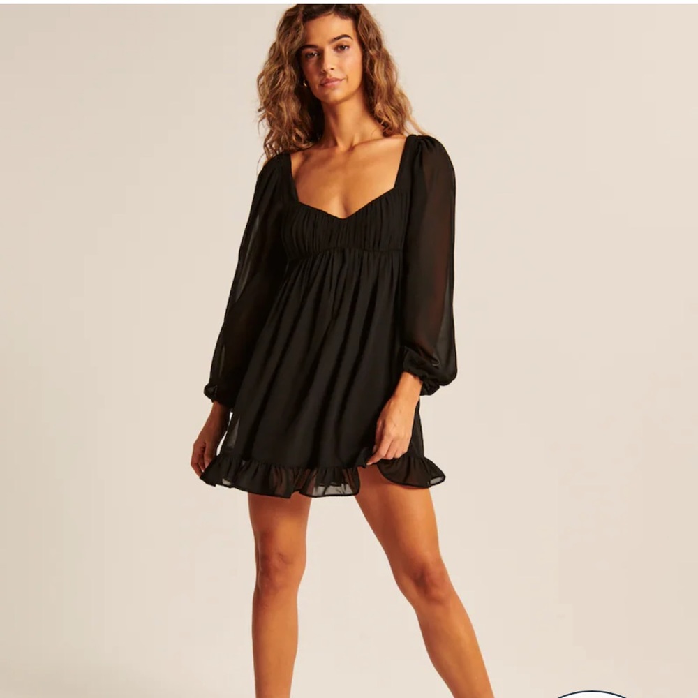 Abercrombie longsleeve ruched babydoll mini dress